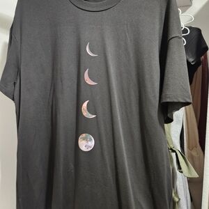 Black T-Shirt with Moon Phases Design